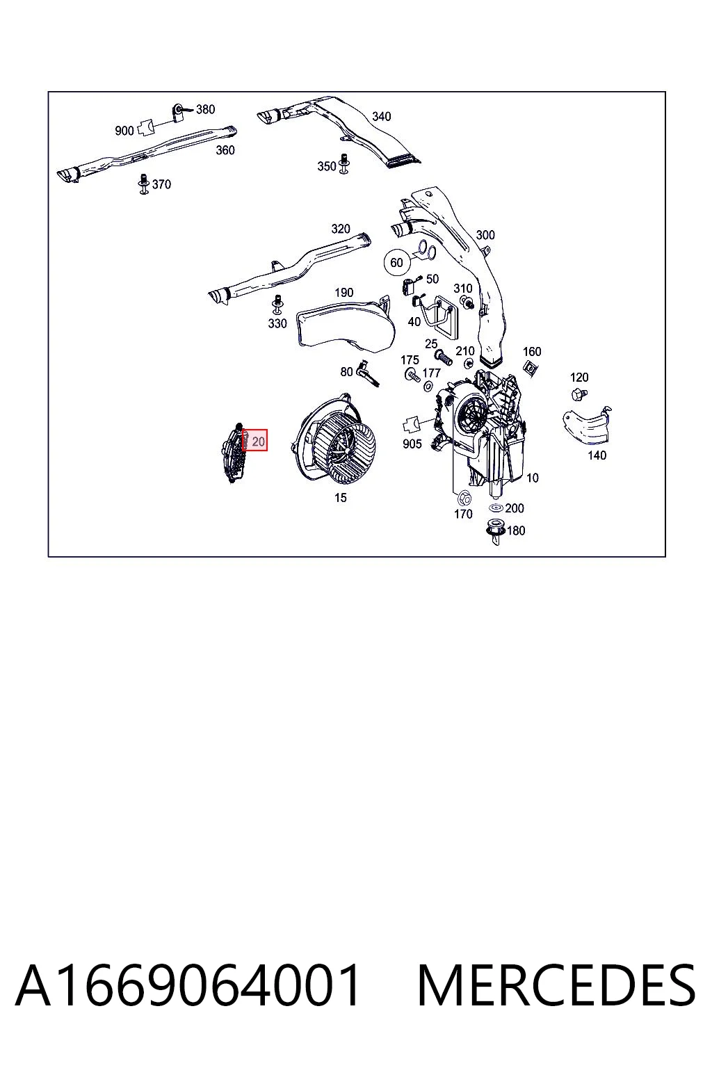 Rezystor wentylatora nagrzewnicy (ogrzewacza kabiny) Mercedes ML/GLE 