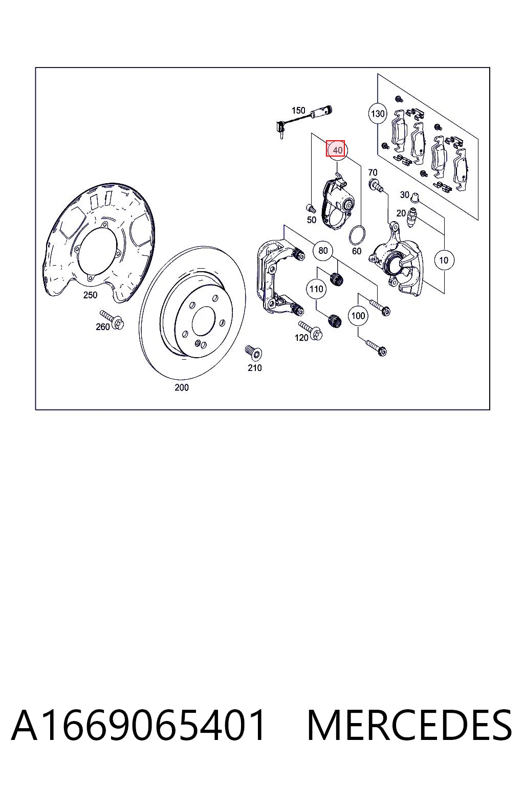 A1669065401 Mercedes Silniczek zacisku hamulcowego tylnego