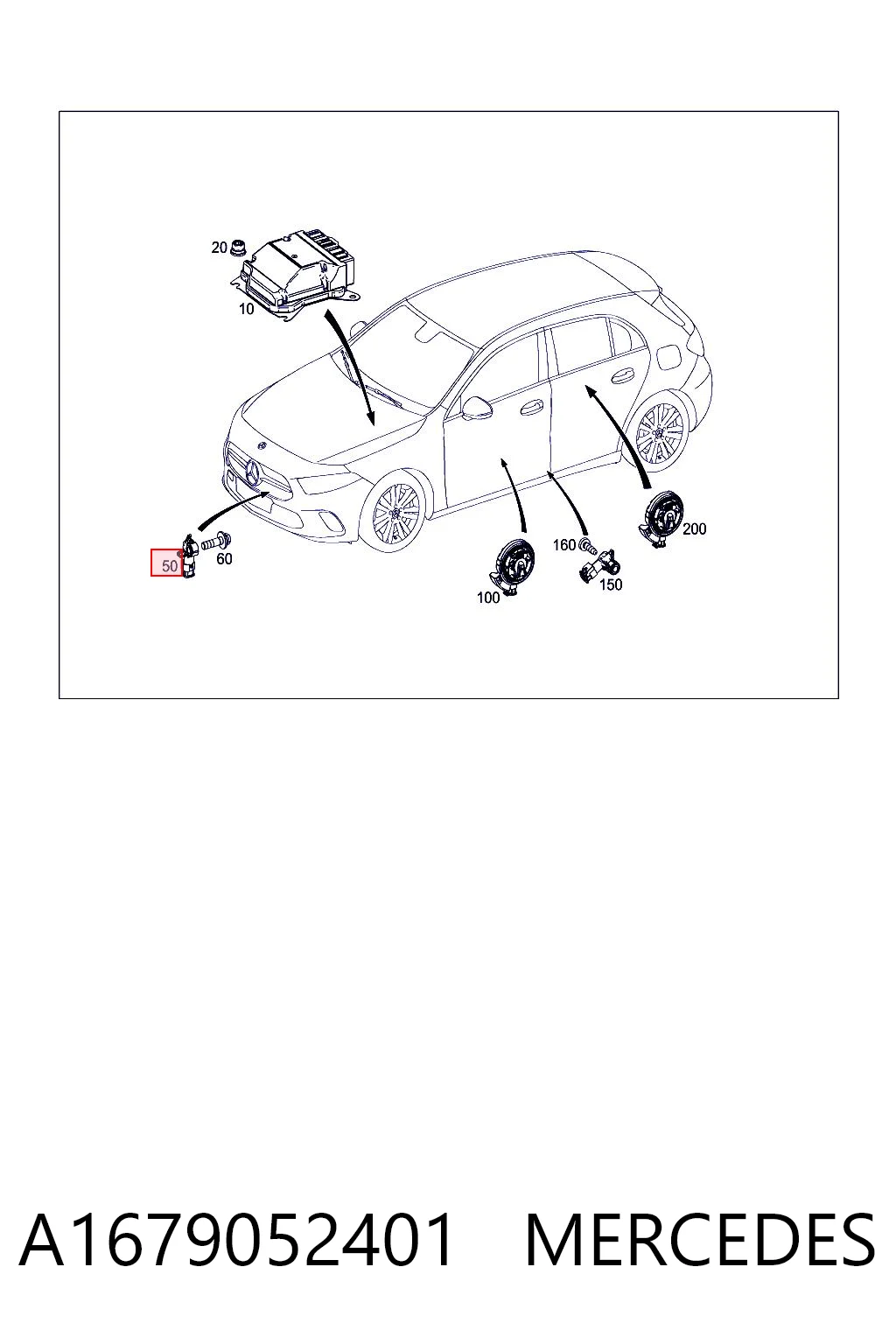 A1679052401 Mercedes Czujnik AIRBAG przedni