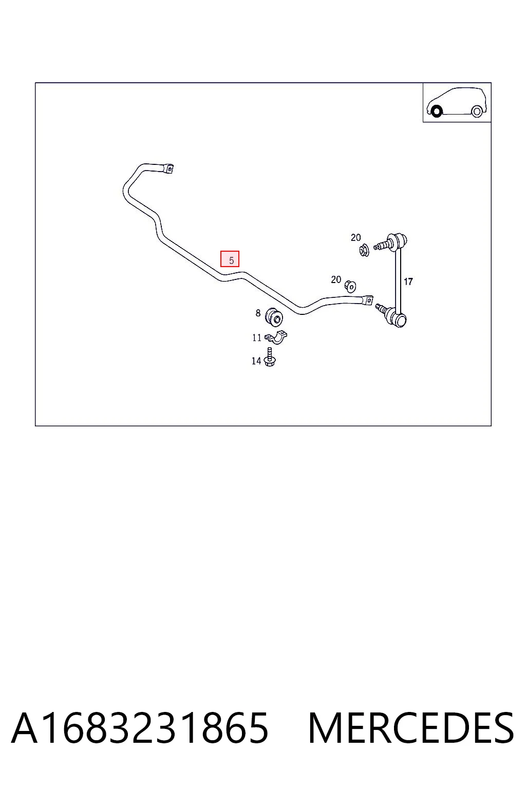Stabilizator przedni do Mercedes A  W168