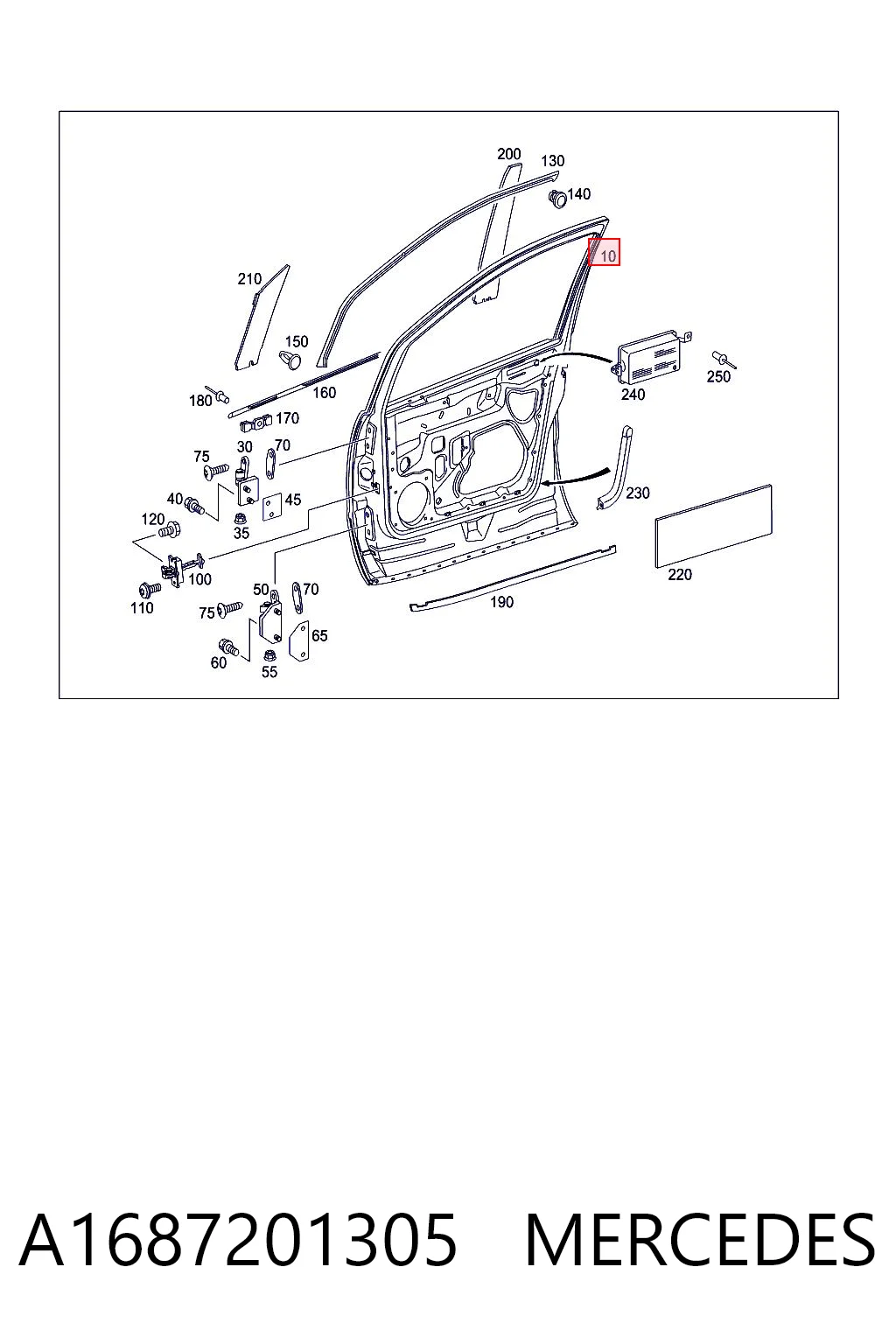 Drzwi przednie lewe Mercedes A hatchback (W168) (1997 - 2004) cena, od 197,27 USD