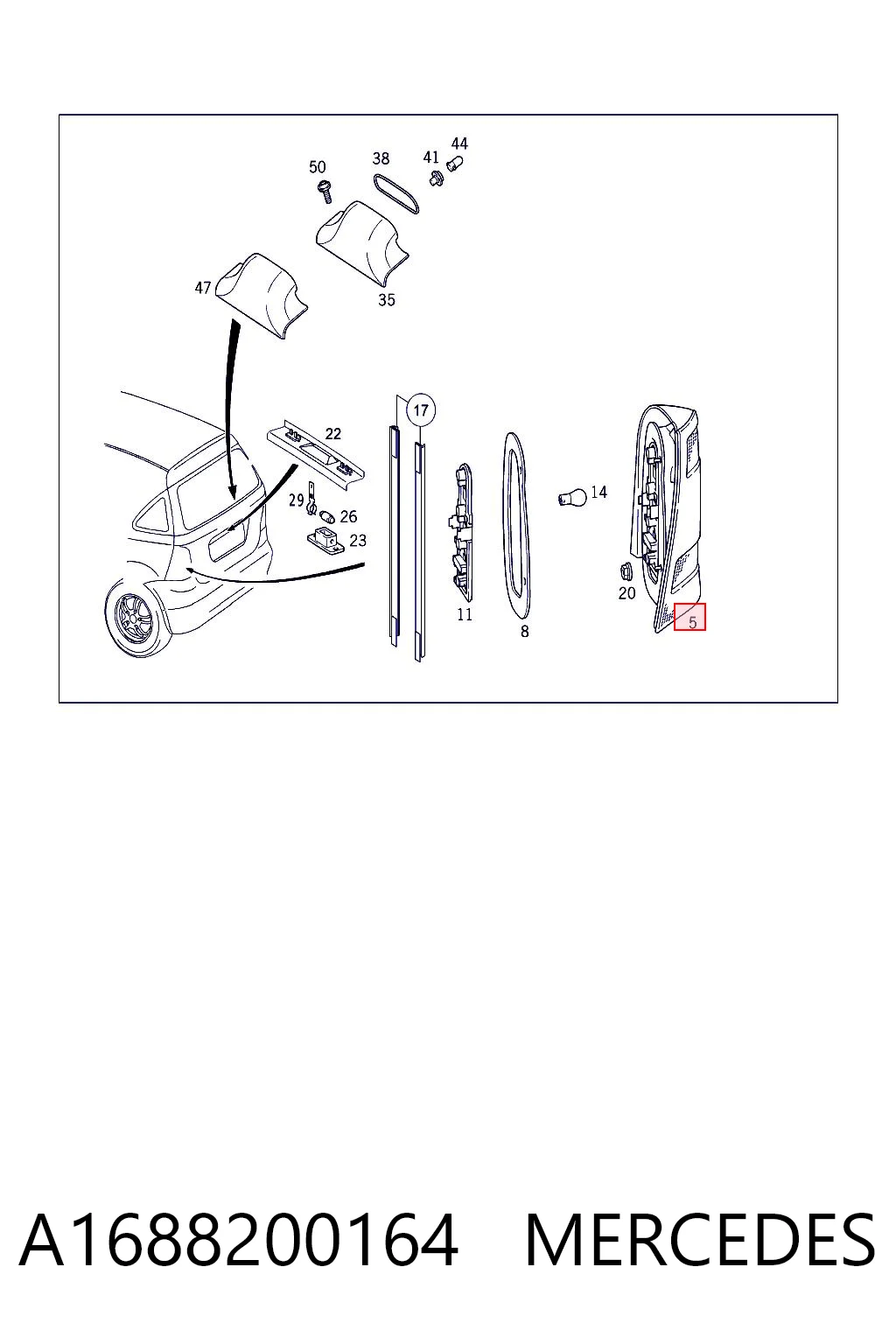 Lampa zespolona tylna lewa do Mercedes A  W168