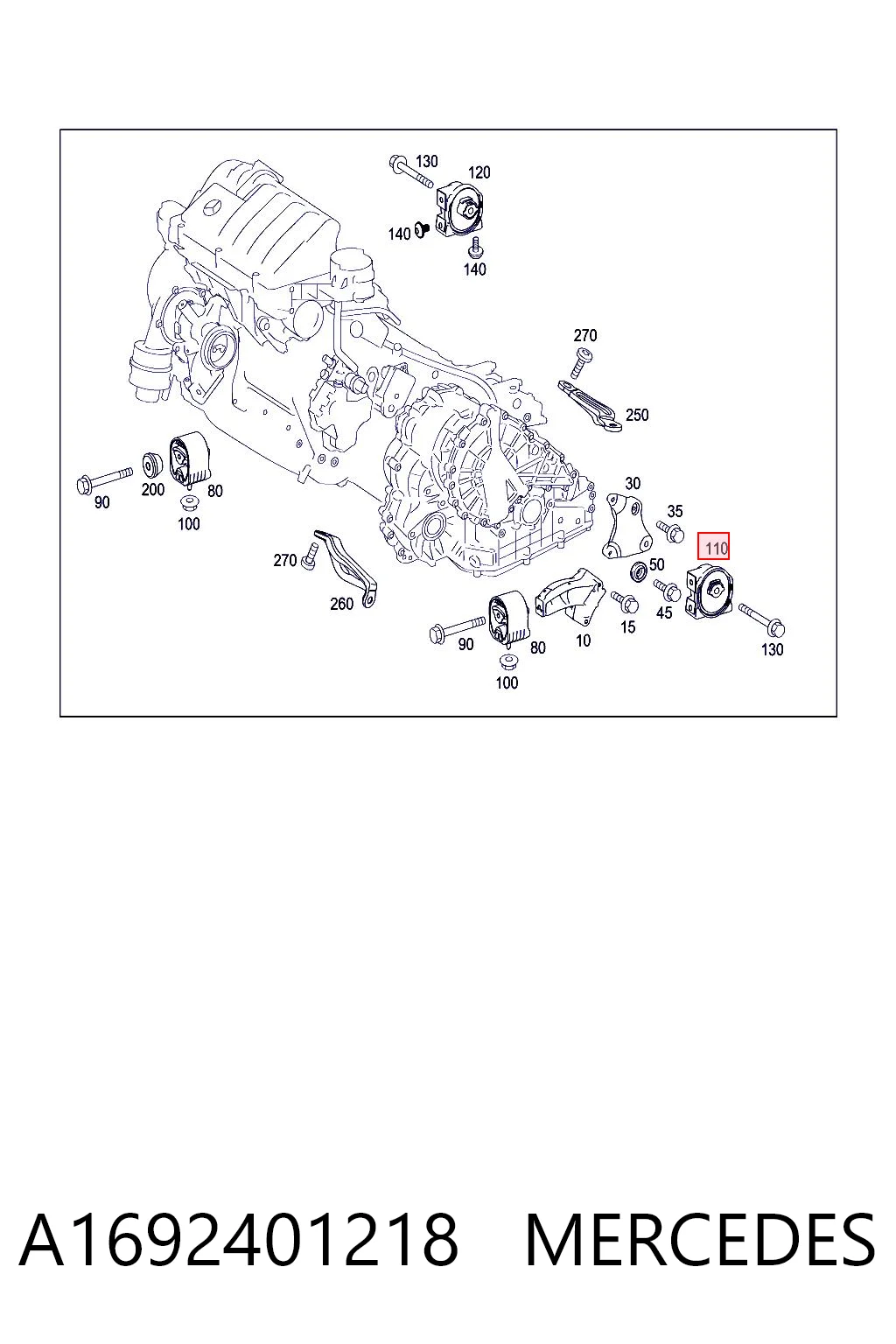 A1692401218 Mercedes Poduszka (podpora skrzyni biegów)
