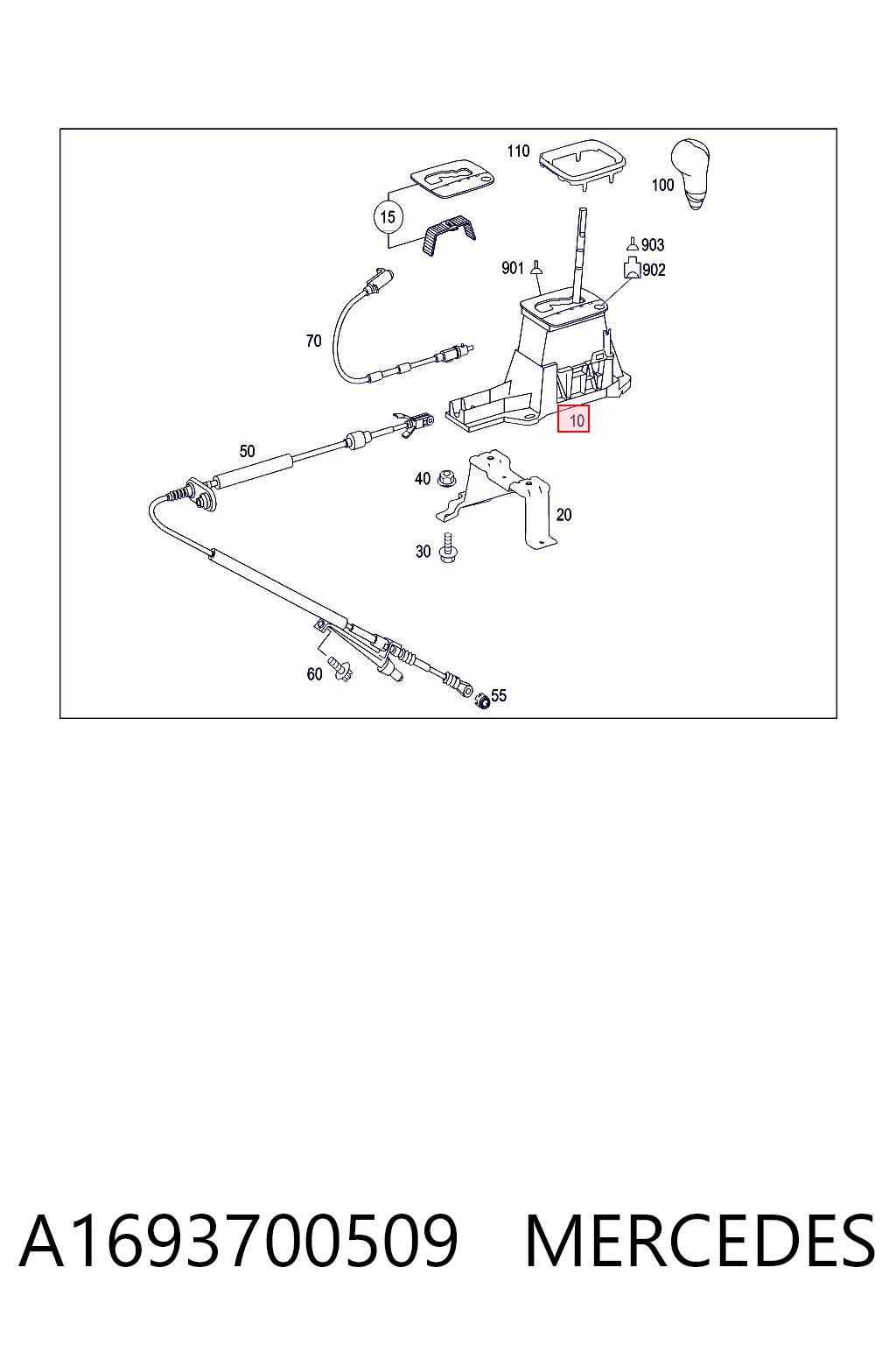 Mechanizm zmiany biegów (cięgno) Mercedes B minivan (W245) (2005 - 2011) cena, od 99,49 USD
