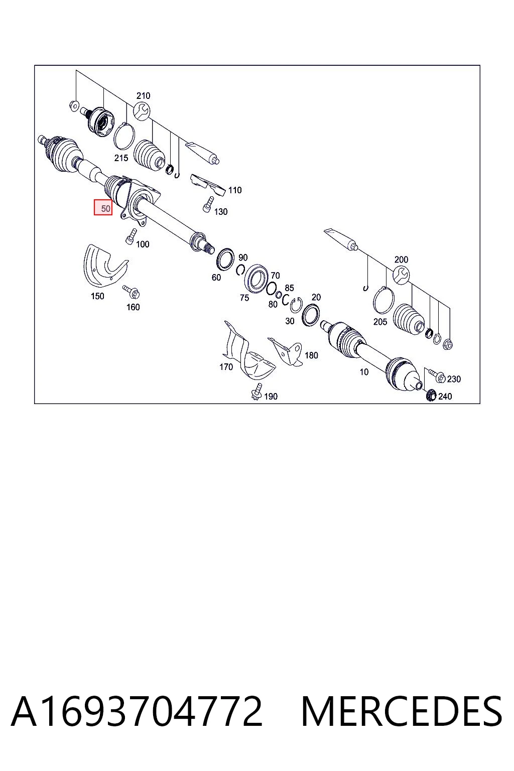 A1693704772 Mercedes Półoś napędowa przednia prawa