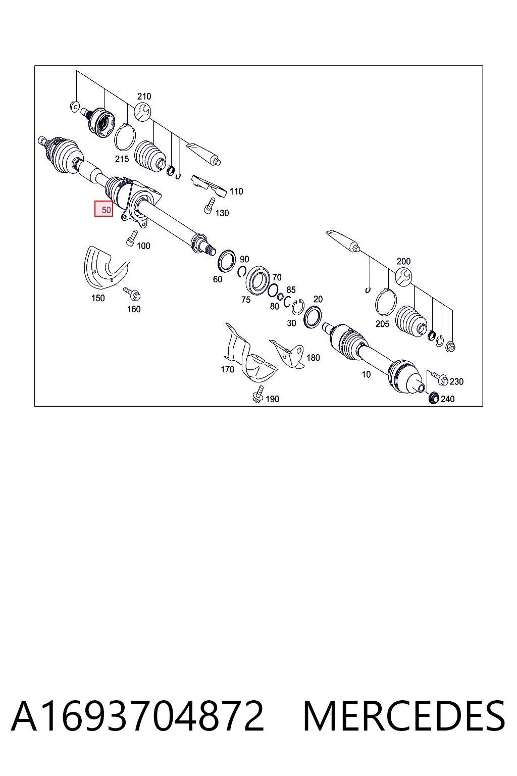 A1693704872 Mercedes Półoś napędowa przednia prawa