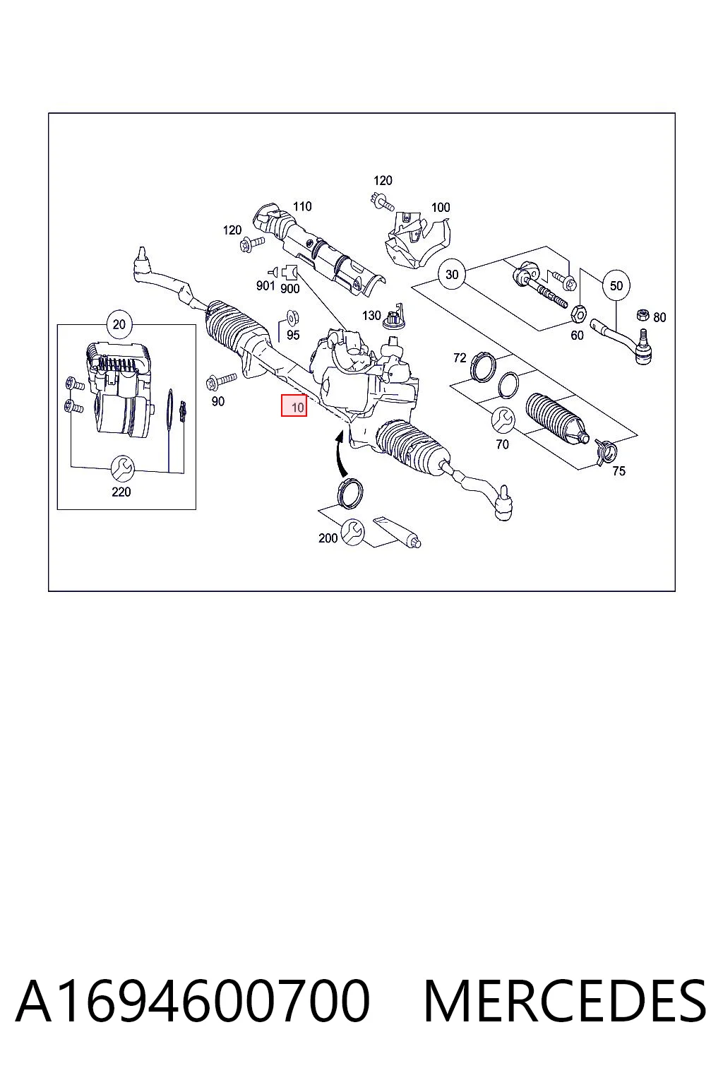 A1694600700 Mercedes Listwa kierownicza (maglownica)