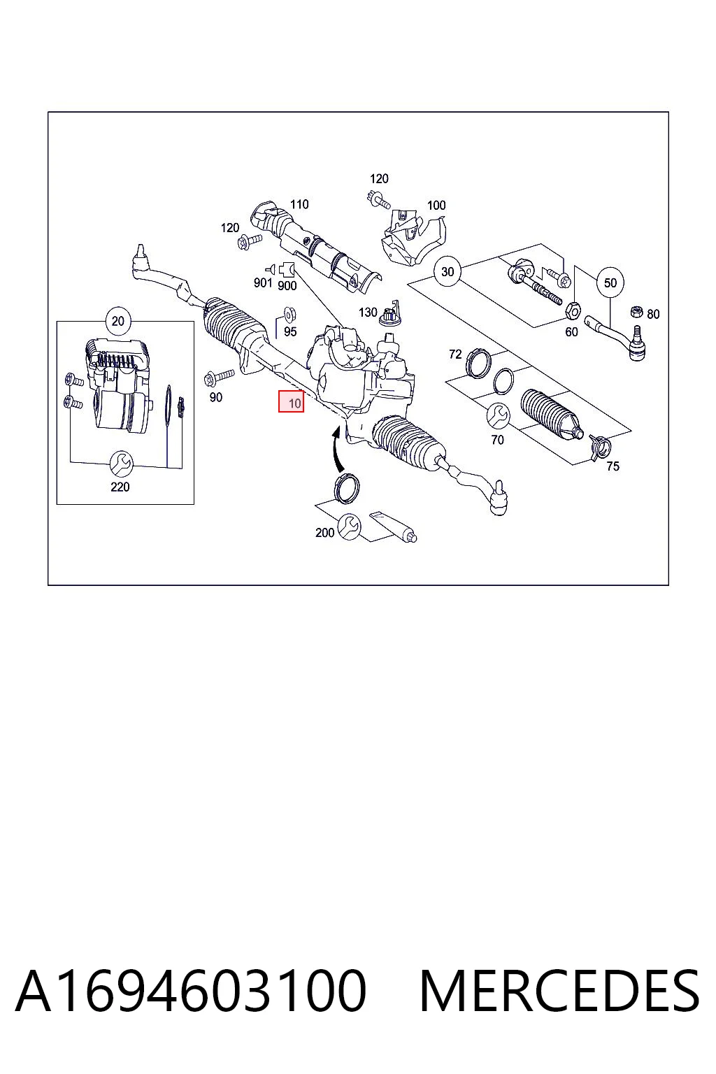 A1694603100 Mercedes Listwa kierownicza (maglownica)