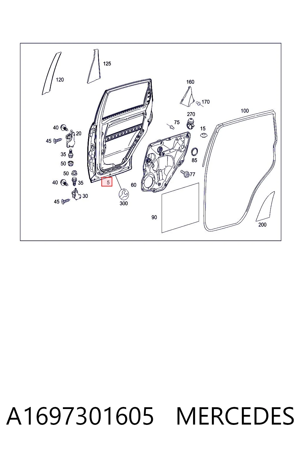 Drzwi tylne prawe Mercedes A hatchback (W169) (2004 - 2012) cena, od 241,87 USD