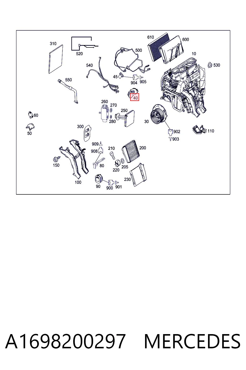A1698200297 Mercedes Rezystor wentylatora nagrzewnicy (ogrzewacza kabiny)
