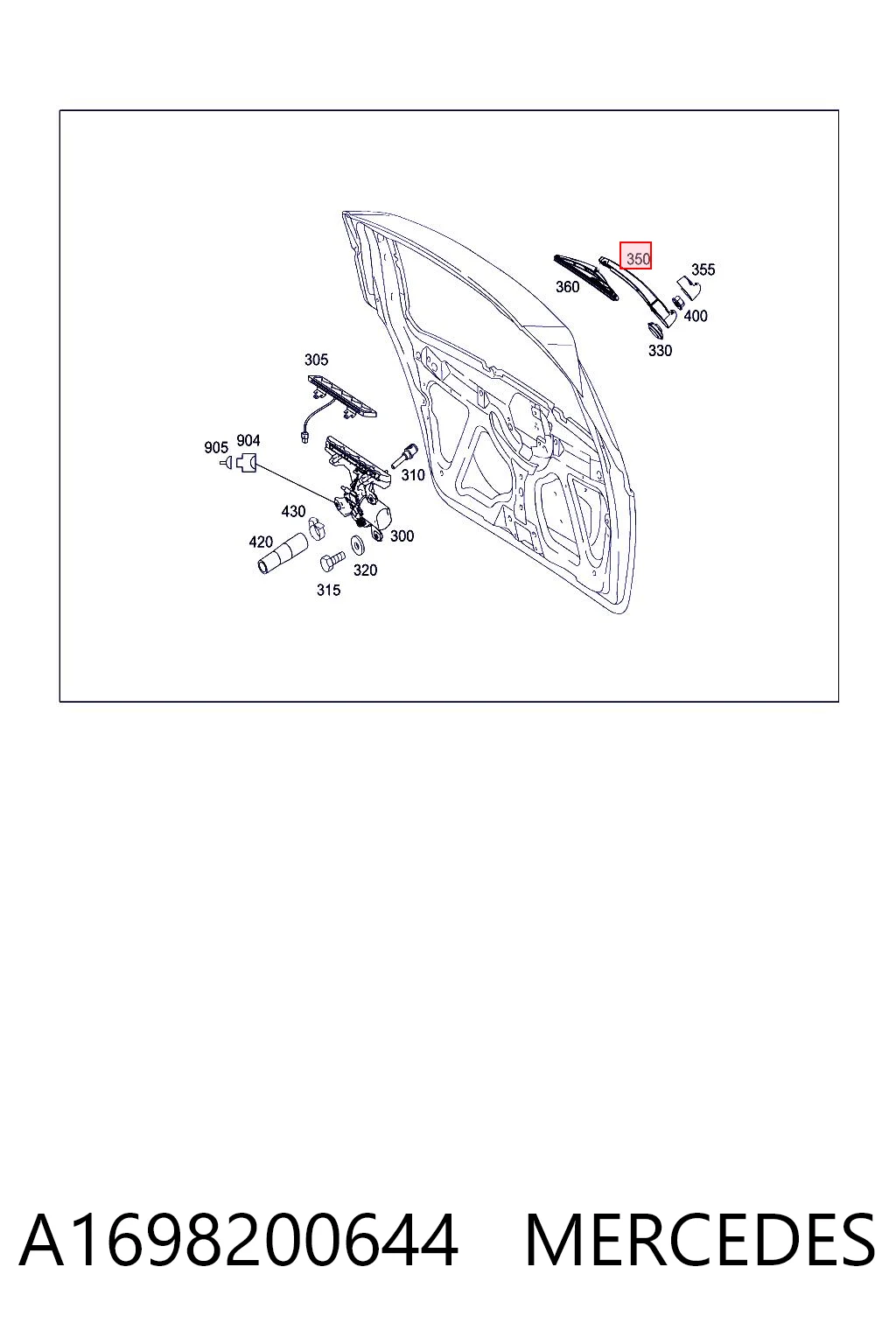 A1698200644 Mercedes Ramię wycieraczki szyby tylnej