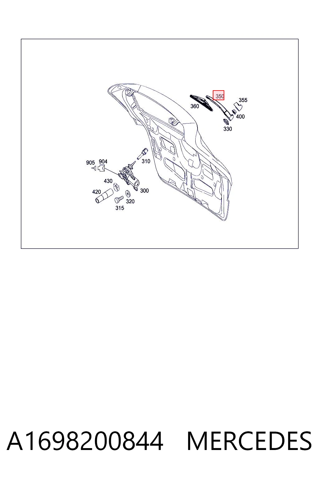 A1698200844 Mercedes Ramię wycieraczki szyby tylnej