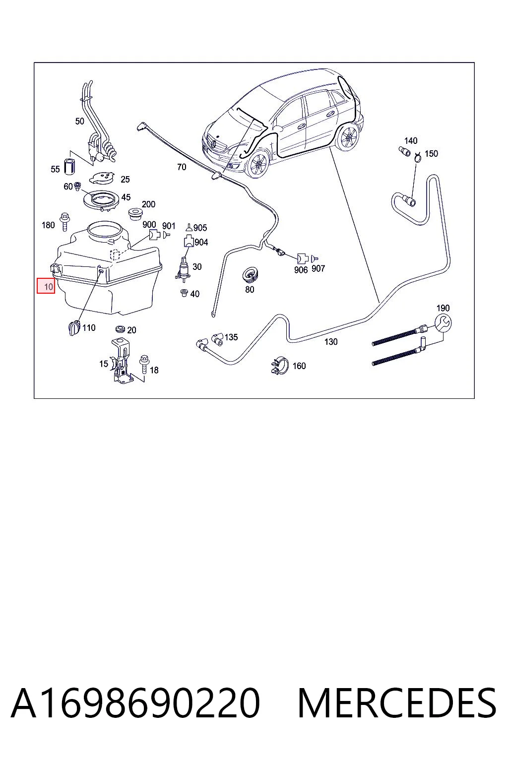 Zbiorniczek spryskiwacza szyb Mercedes B minivan (W245) (2005 - 2011) cena, od 54,89 USD