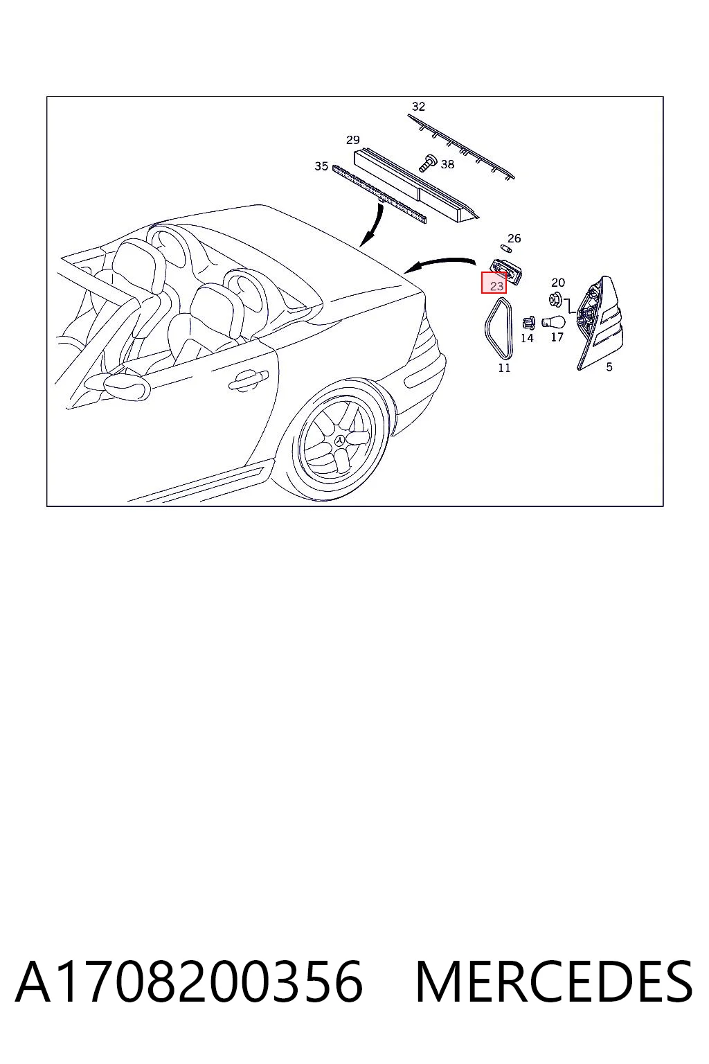 Lampa oświetlenia tylnej tablicy rejestracyjnej do Mercedes CLK  C208