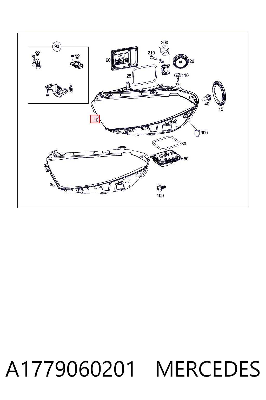Reflektor prawy Mercedes A hatchback (W177) (2018 - 2026) cena, od 1076,26 USD