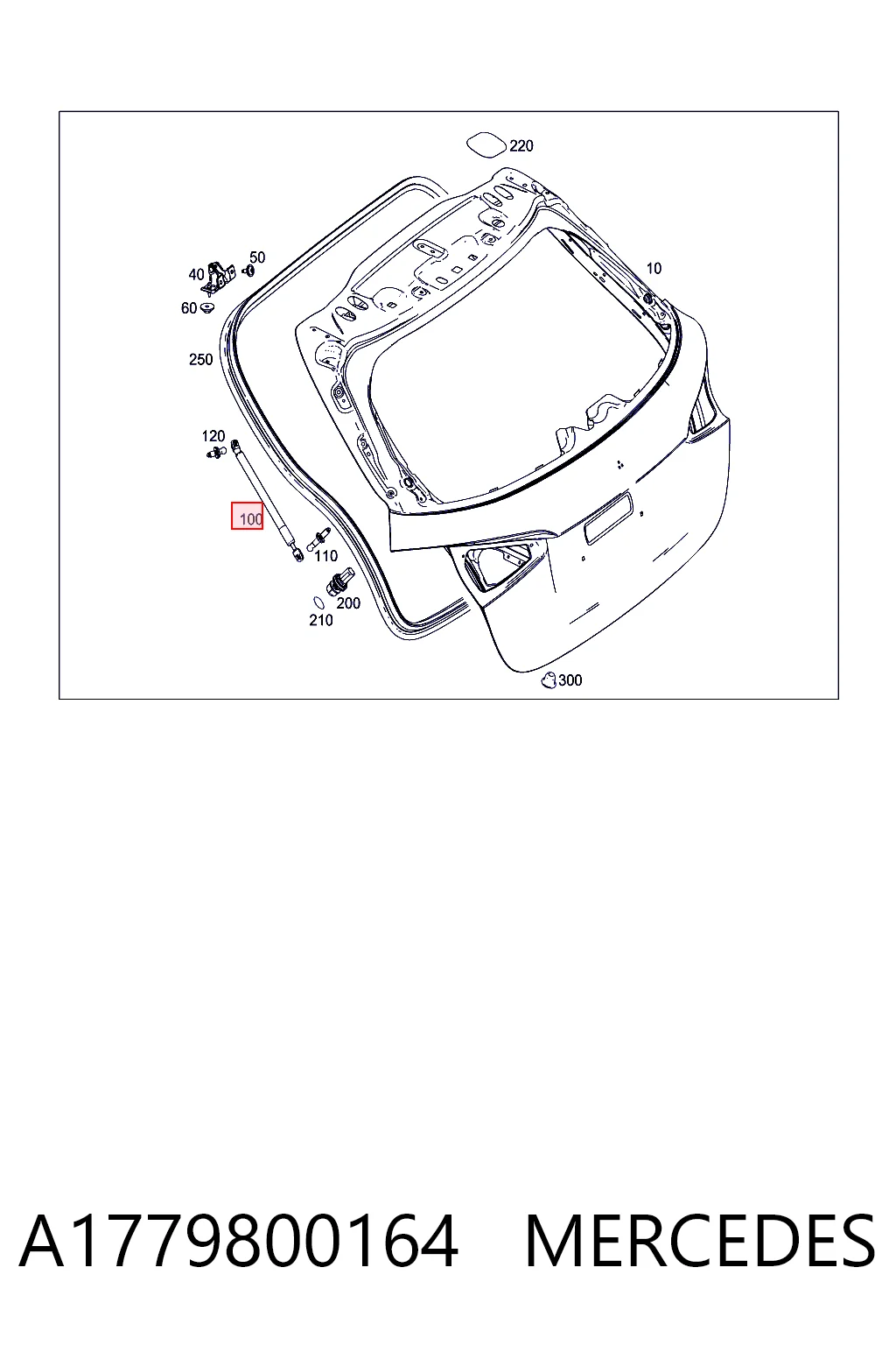 Amortyzator klapy bagażnika (3/5 drzwi-tylnych) Mercedes A hatchback (W177) (2018 - 2026) cena, od 54,74 USD