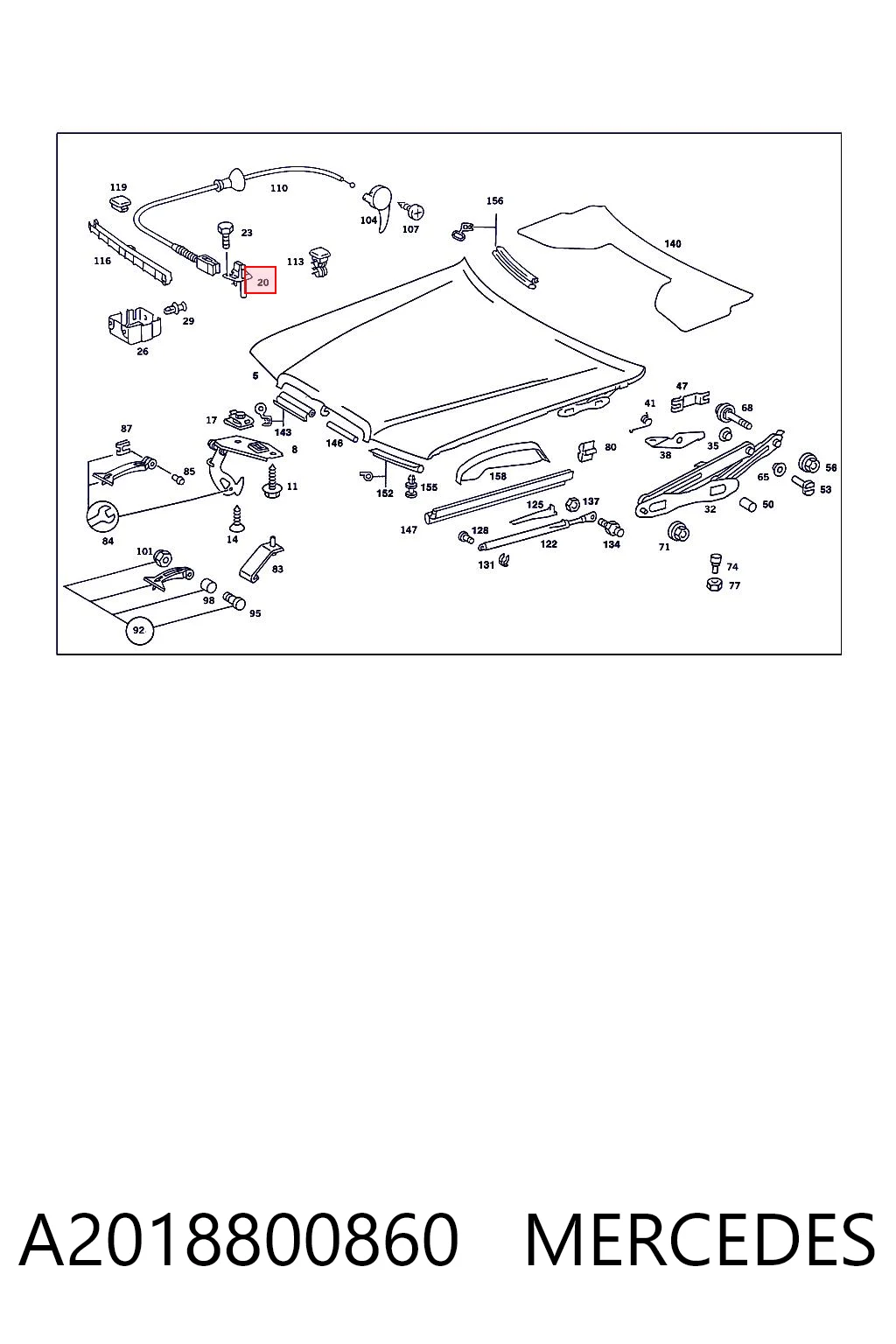 Zamek maski do Mercedes C 190 W201