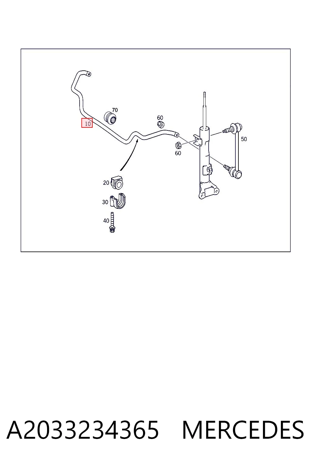 A2033234365 Mercedes Stabilizator przedni