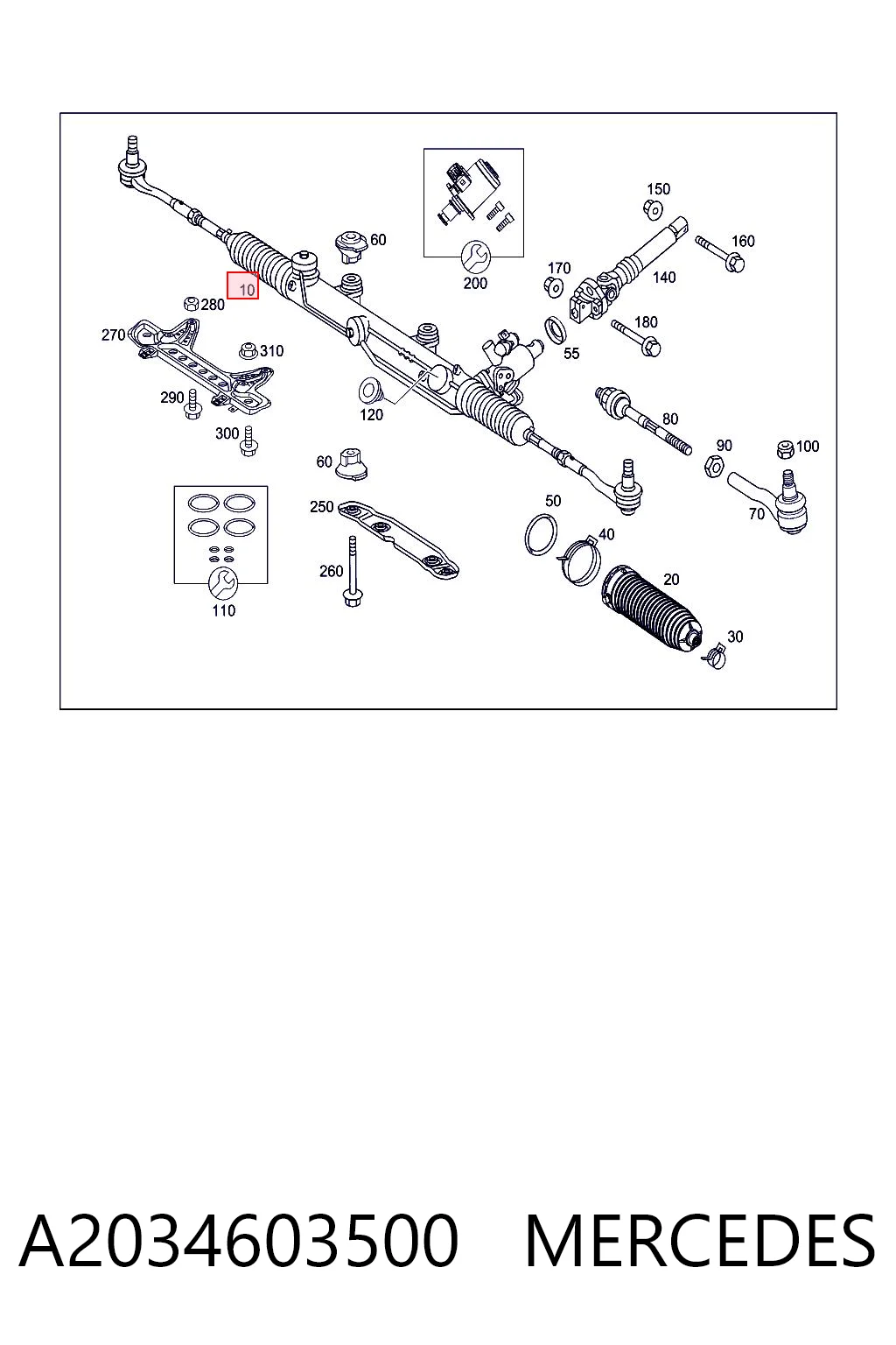 A2034603500 Mercedes Listwa kierownicza (maglownica)