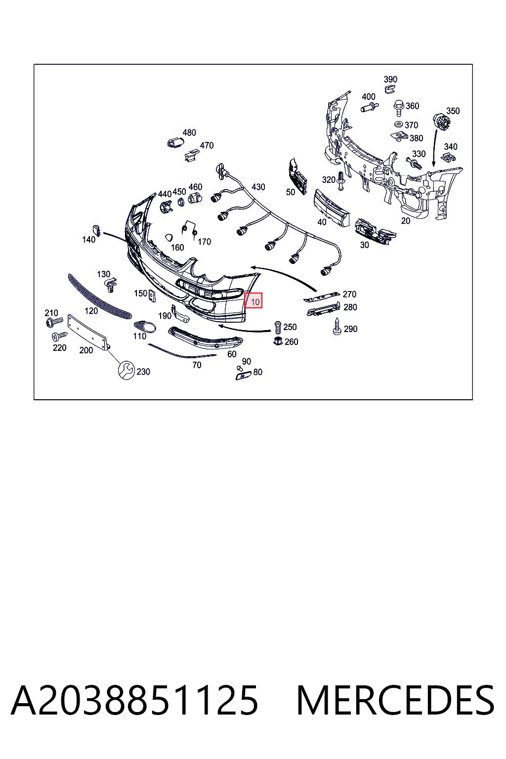 Zderzak przedni Mercedes C coupe (CL203) (2001 - 2007) cena, od 362,09 USD