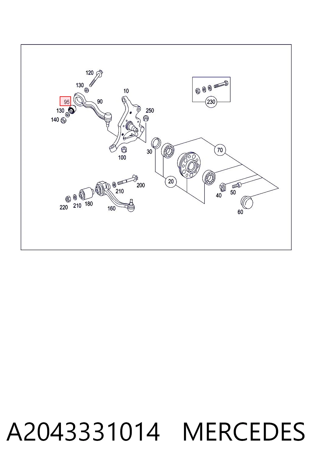 A2043331014 Mercedes Silentblock przedniego wahacza górnego