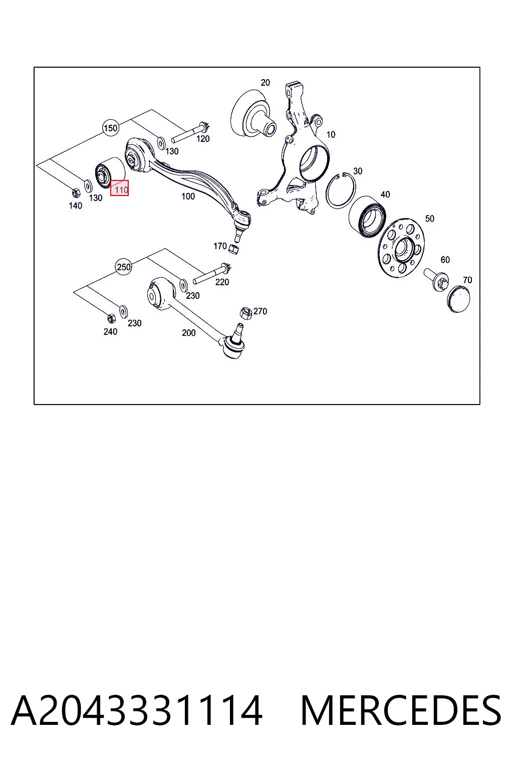 A2043331114 Mercedes Silentblock przedniego wahacza górnego