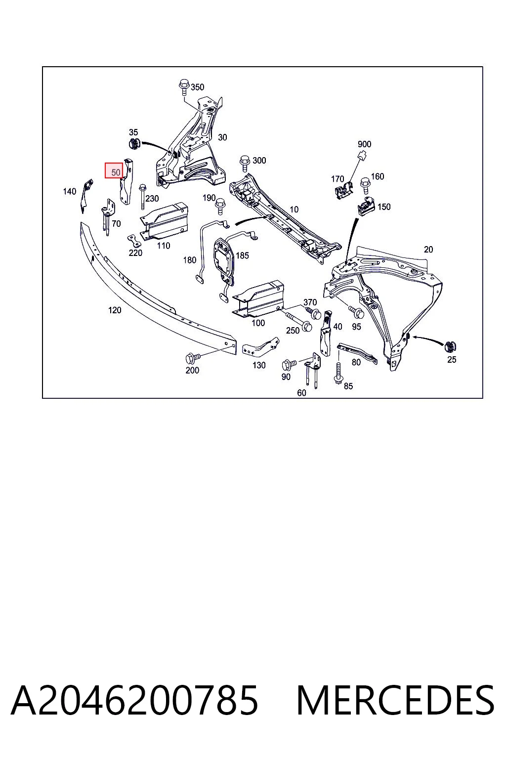 A2046200785 Mercedes Wspornik (adapter) mocowania reflektora przedniego prawego