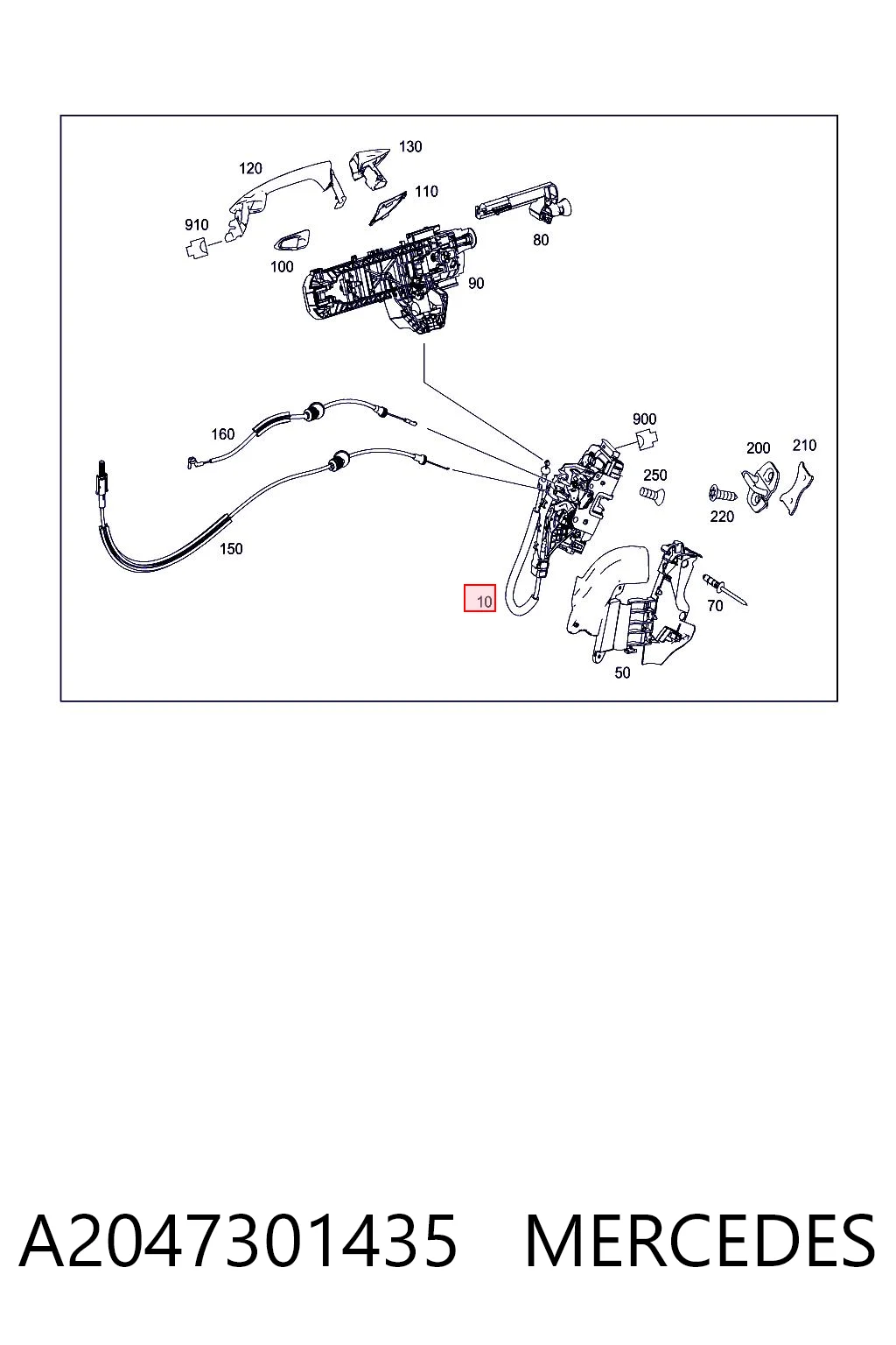 A2047301435 Mercedes Zamek drzwi tylnych prawych