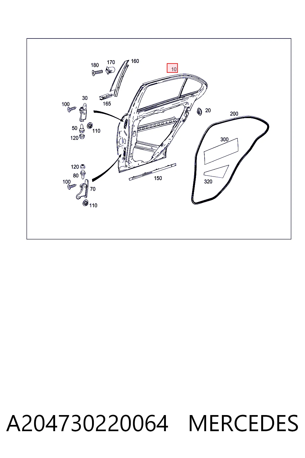  Drzwi tylne prawe Mercedes C 