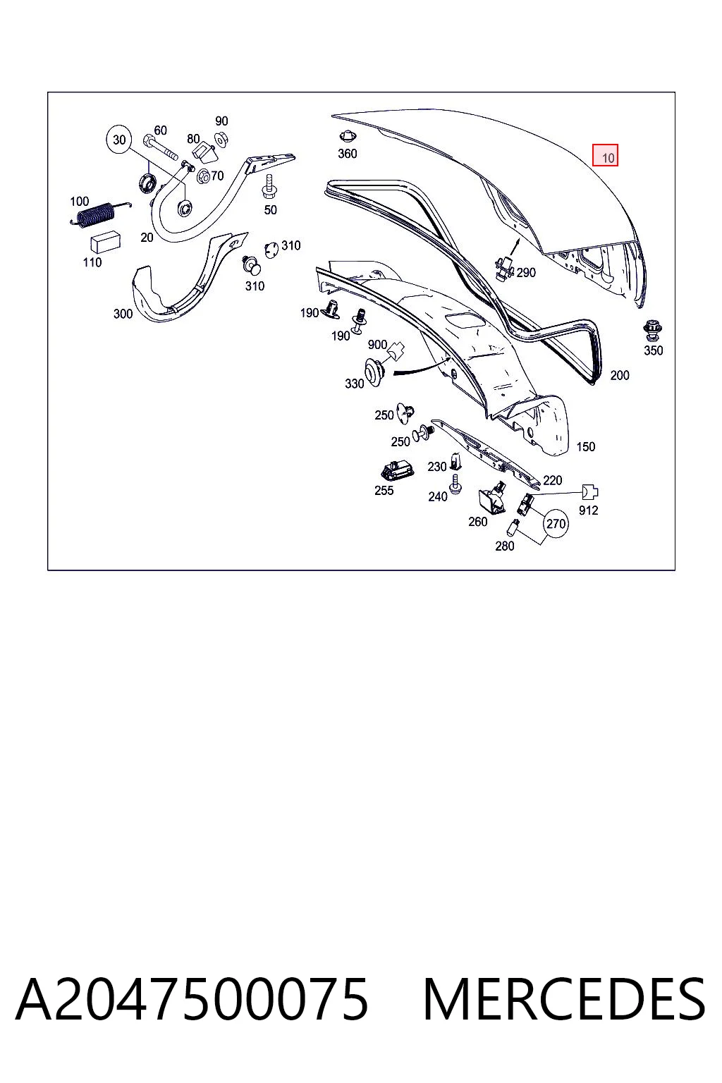 Klapa bagażnika Mercedes C sedana (W204) (2007 - 2014) cena, od 408,27 USD