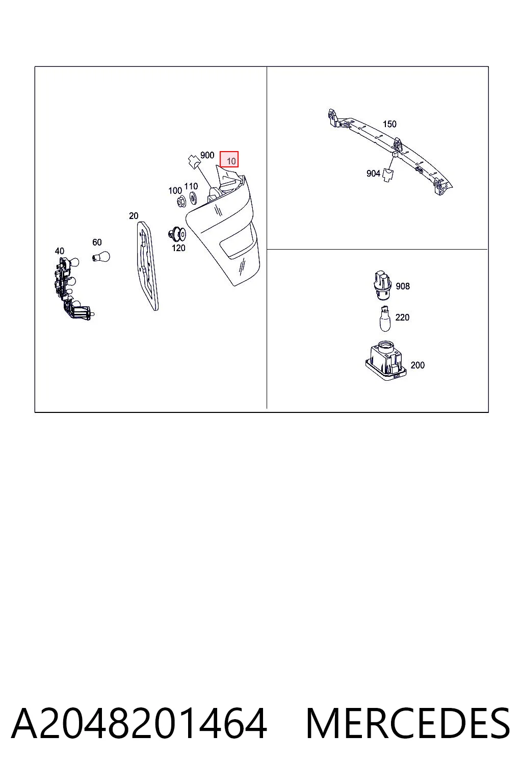 Lampa zespolona tylna prawa do Mercedes GLK  X204