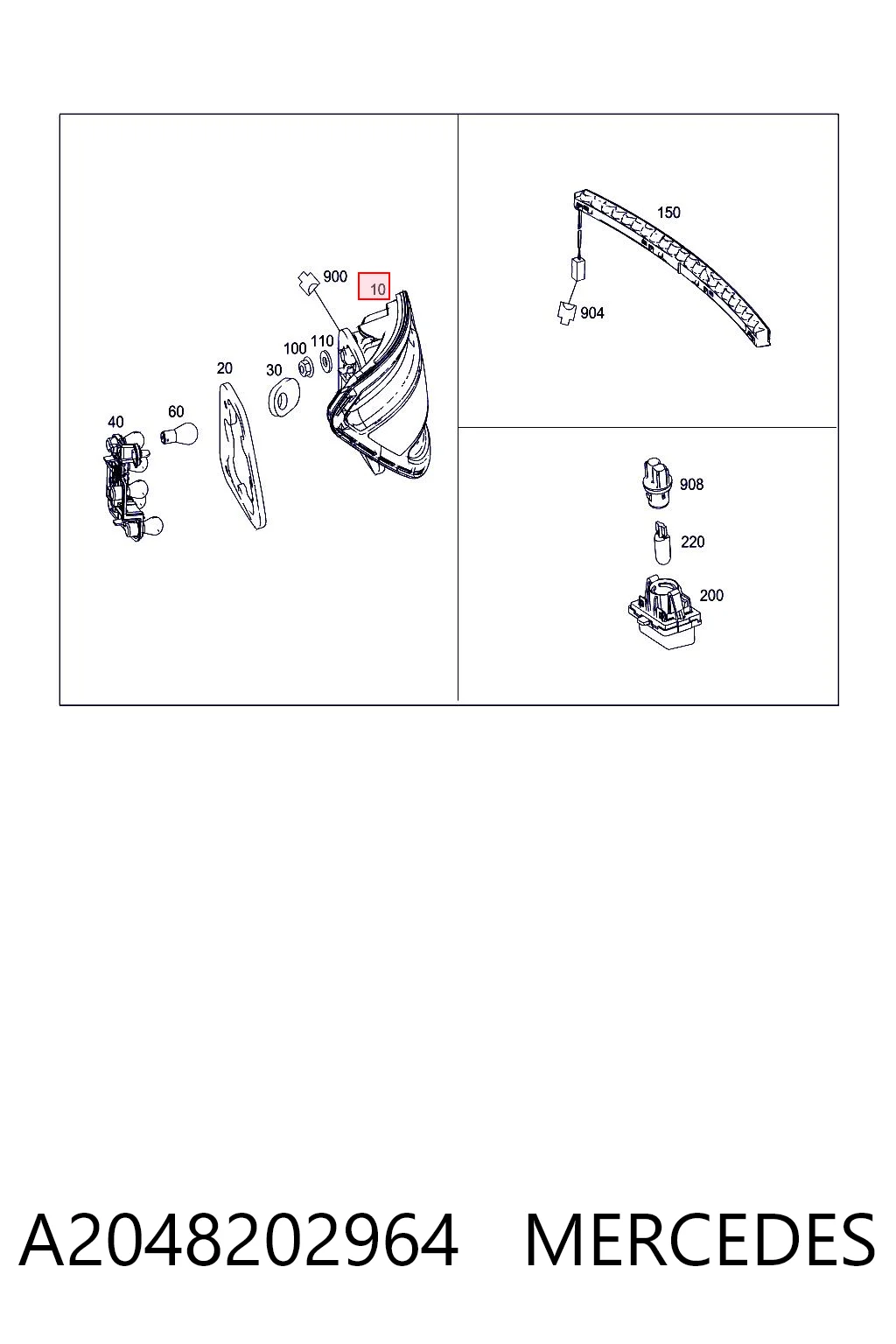A2048202964 Mercedes Lampa zespolona tylna lewa
