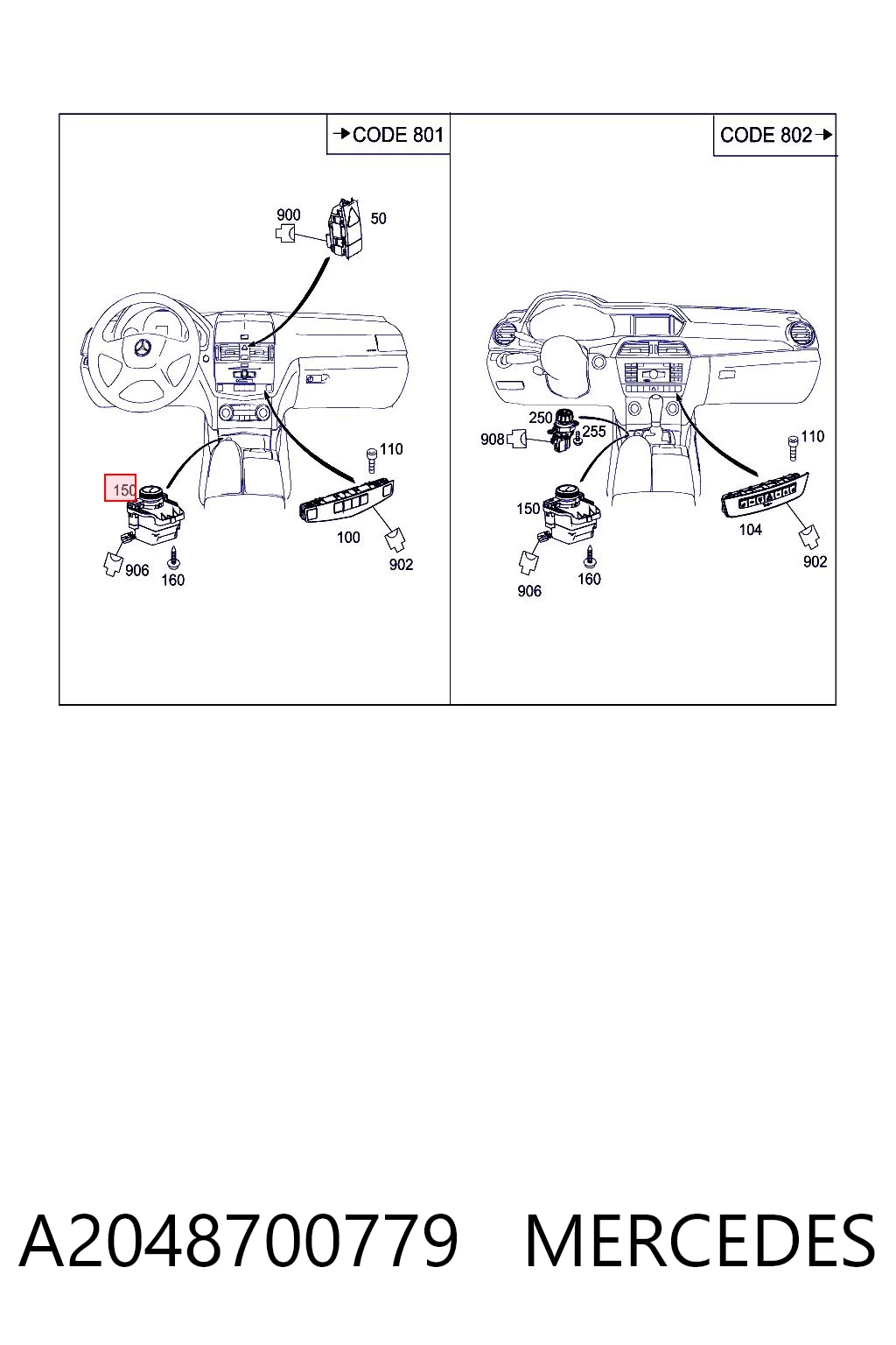 A2048700779 Mercedes Wielofunkcyjny pilot sterowania