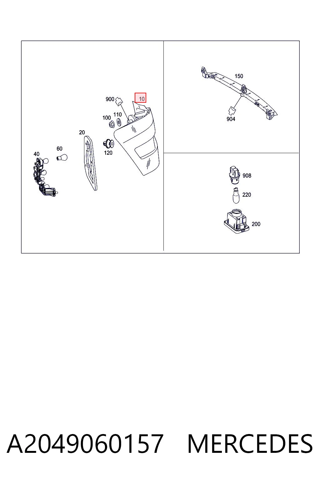 A2049060157 Mercedes Lampa zespolona tylna lewa