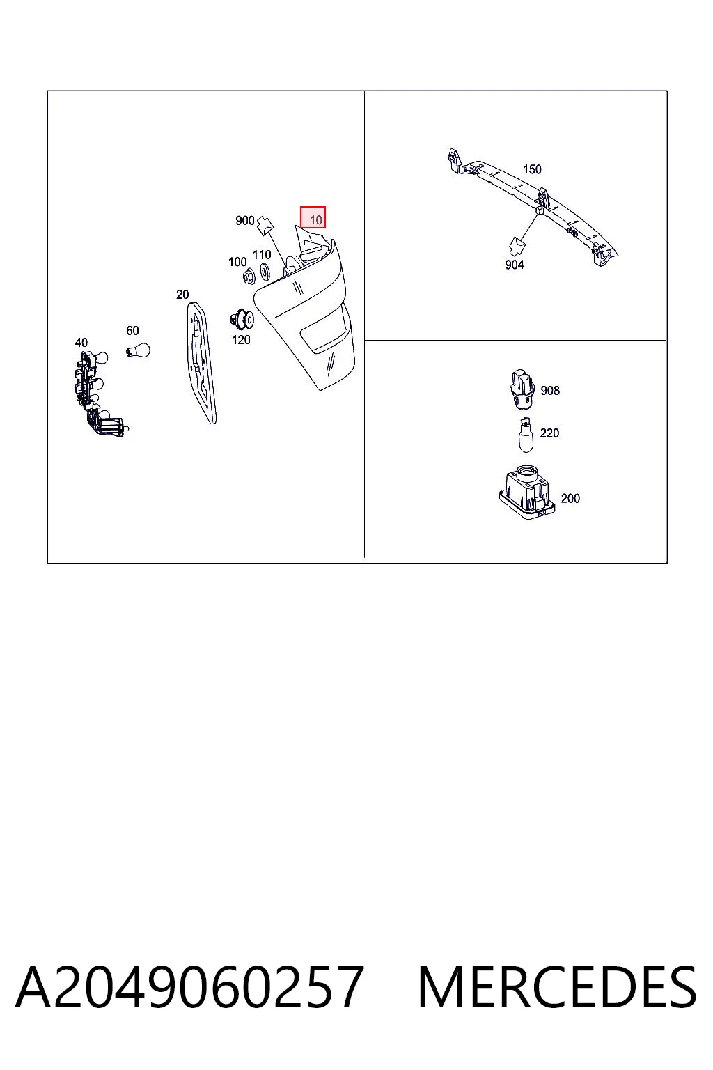 A2049060257 Mercedes Lampa zespolona tylna prawa