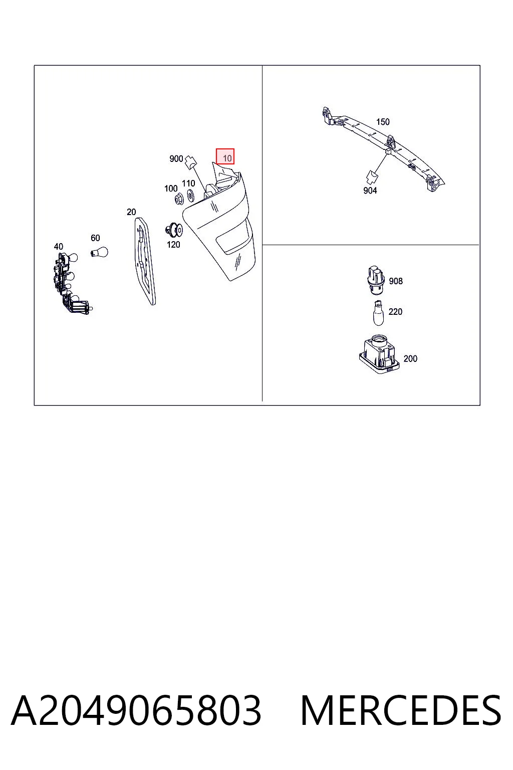 A2049065803 Mercedes Lampa zespolona tylna lewa