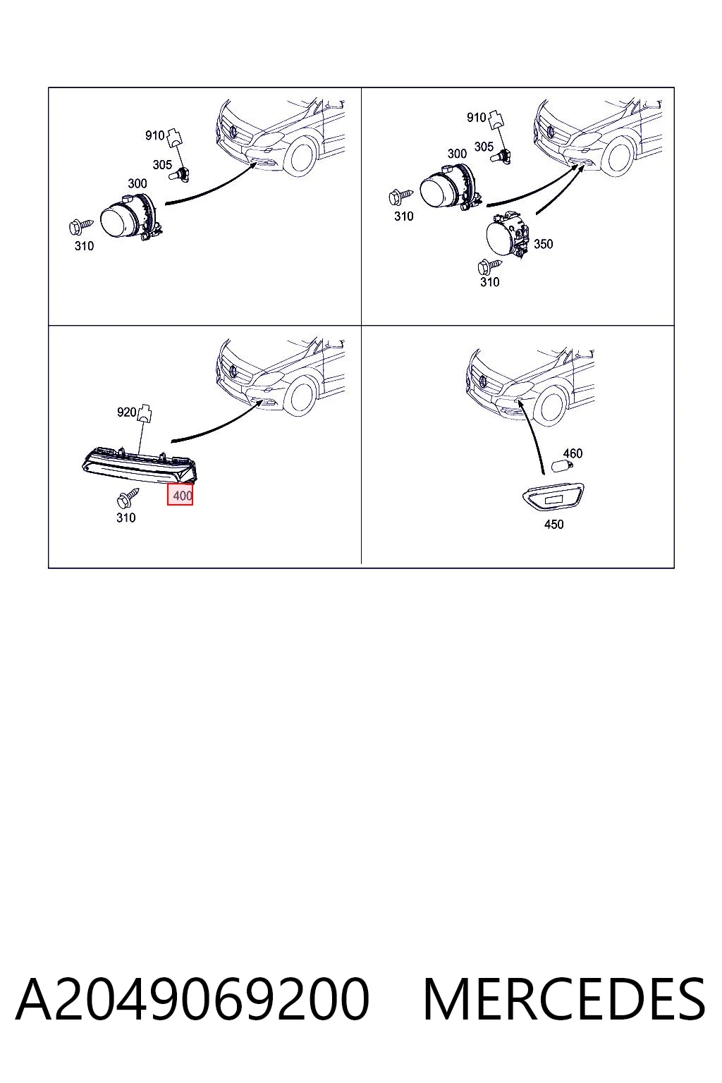 A2049069200 Mercedes Lampa przeciwmgielna lewa