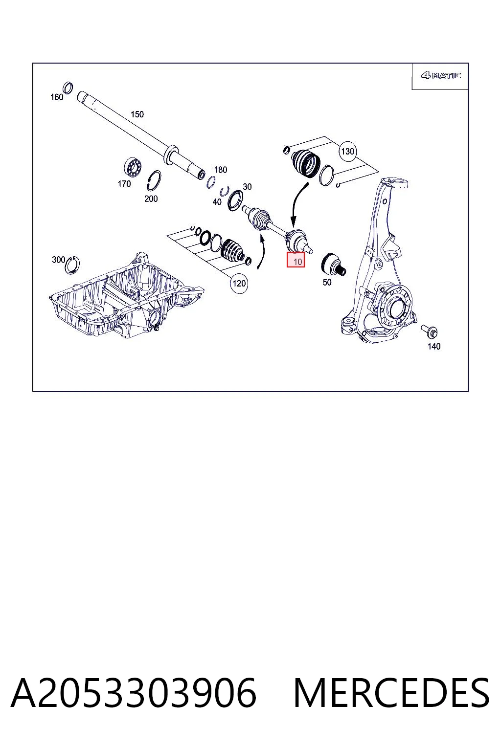 A2053303906 Mercedes Półoś napędowa przednia lewa