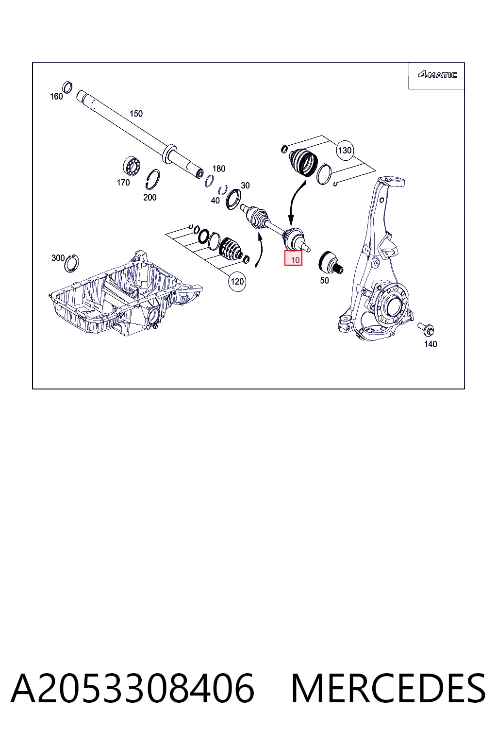 A2053308406 Mercedes Półoś napędowa przednia prawa