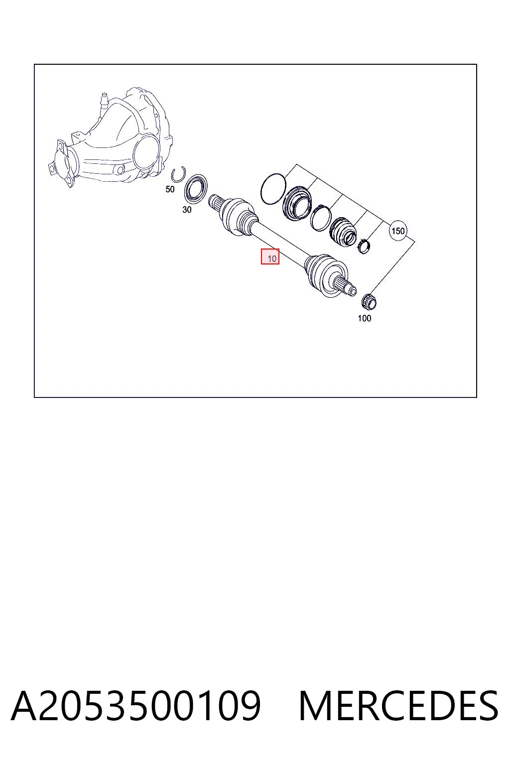 Półoś tylna Mercedes C sedana (W205) (2013 - 2021) cena, od 306,76 USD