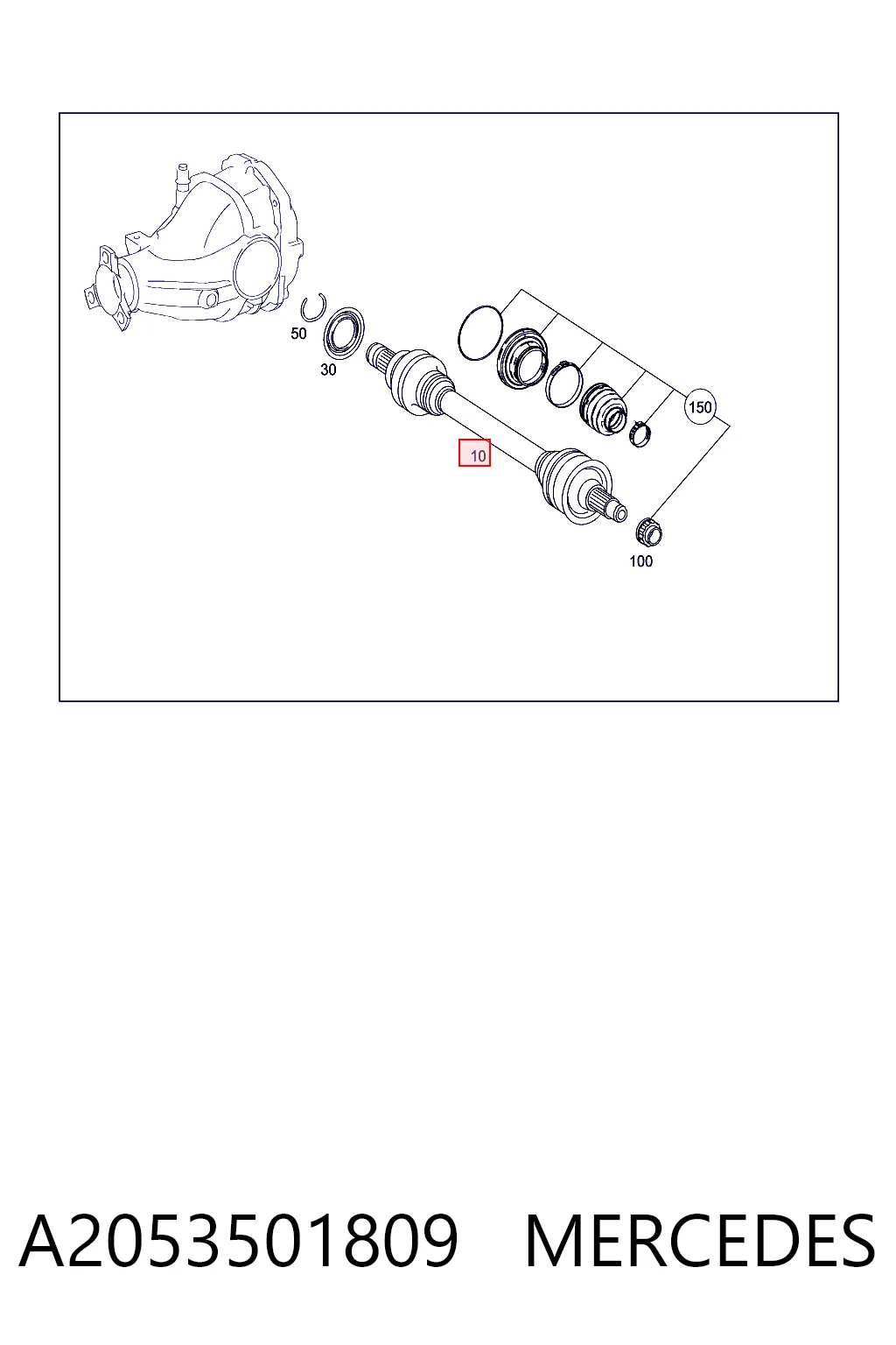 Półoś tylna Mercedes C sedana (W205) (2013 - 2021) cena, od 239,50 USD
