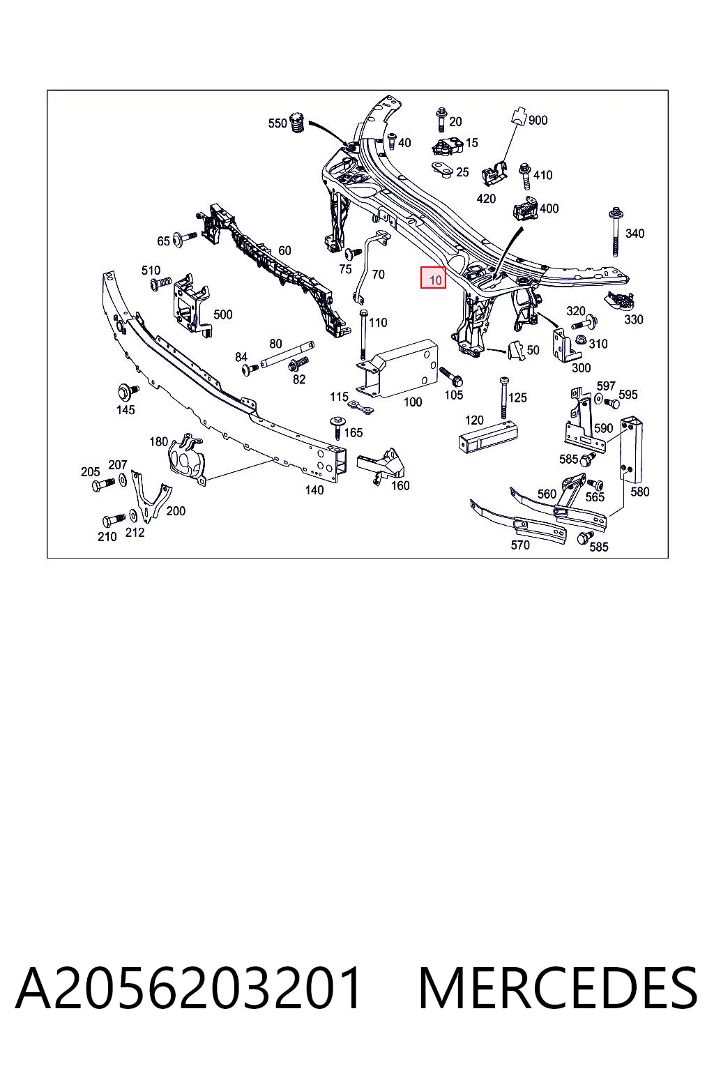 Osłona chłodnicy kompletna (panel mocowania reflektorów) Mercedes C sedana (W205) (2013 - 2021) cena, od 221,98 USD