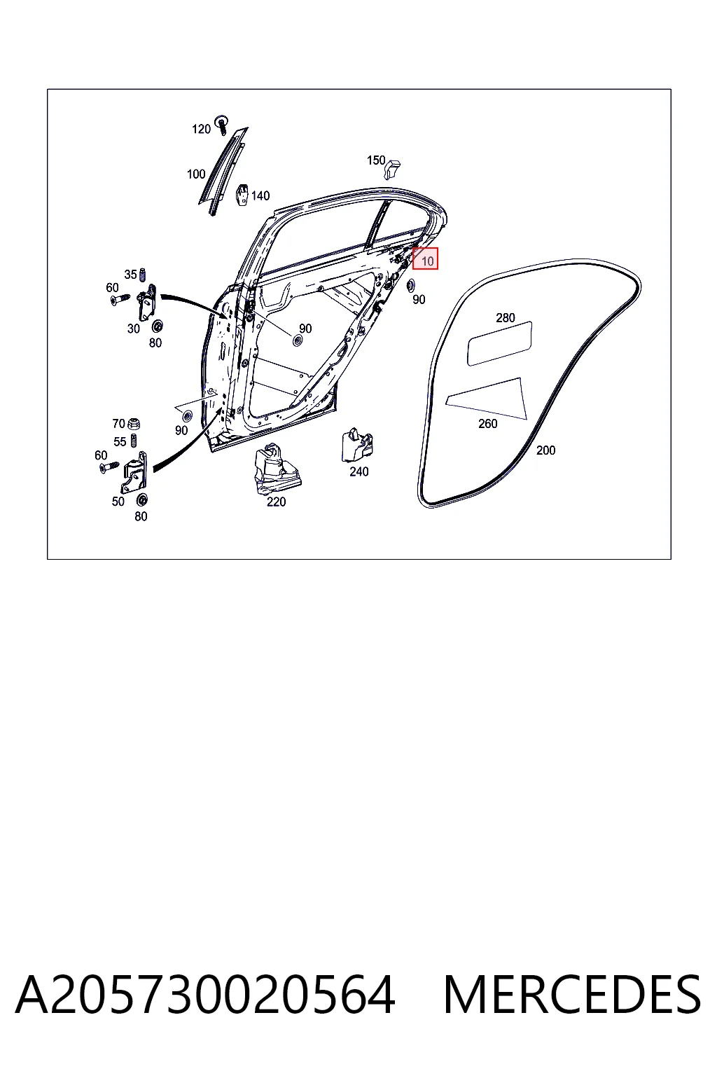 Drzwi tylne prawe do Mercedes C  W205