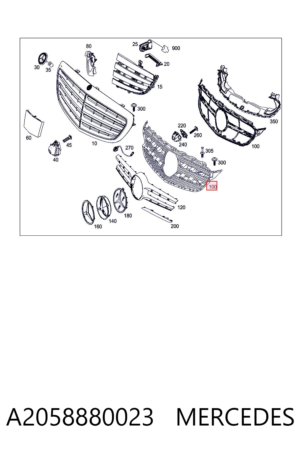 A2058880023 Mercedes Atrapa chłodnicy