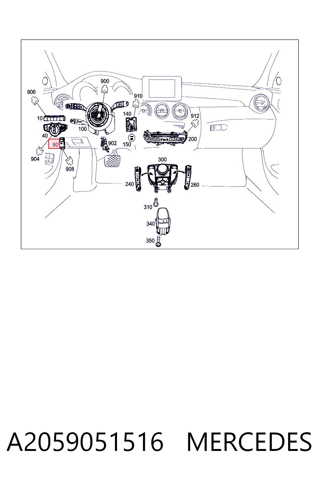 A2059051516 Mercedes Przycisk elektromechanicznego hamulca postojowego (ręcznego)