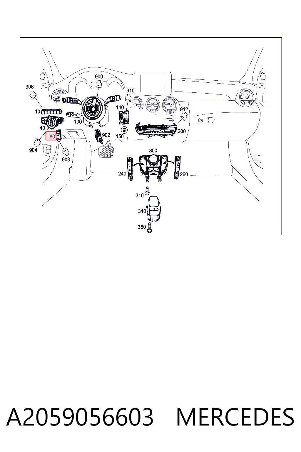A2059056603 Mercedes Przycisk elektromechanicznego hamulca postojowego (ręcznego)