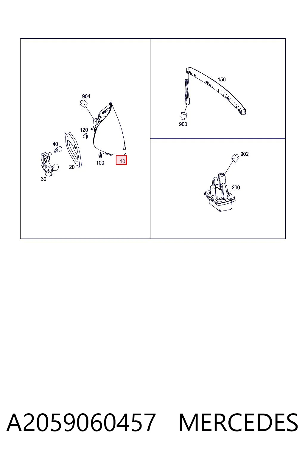 A2059060457 Mercedes Lampa zespolona tylna prawa