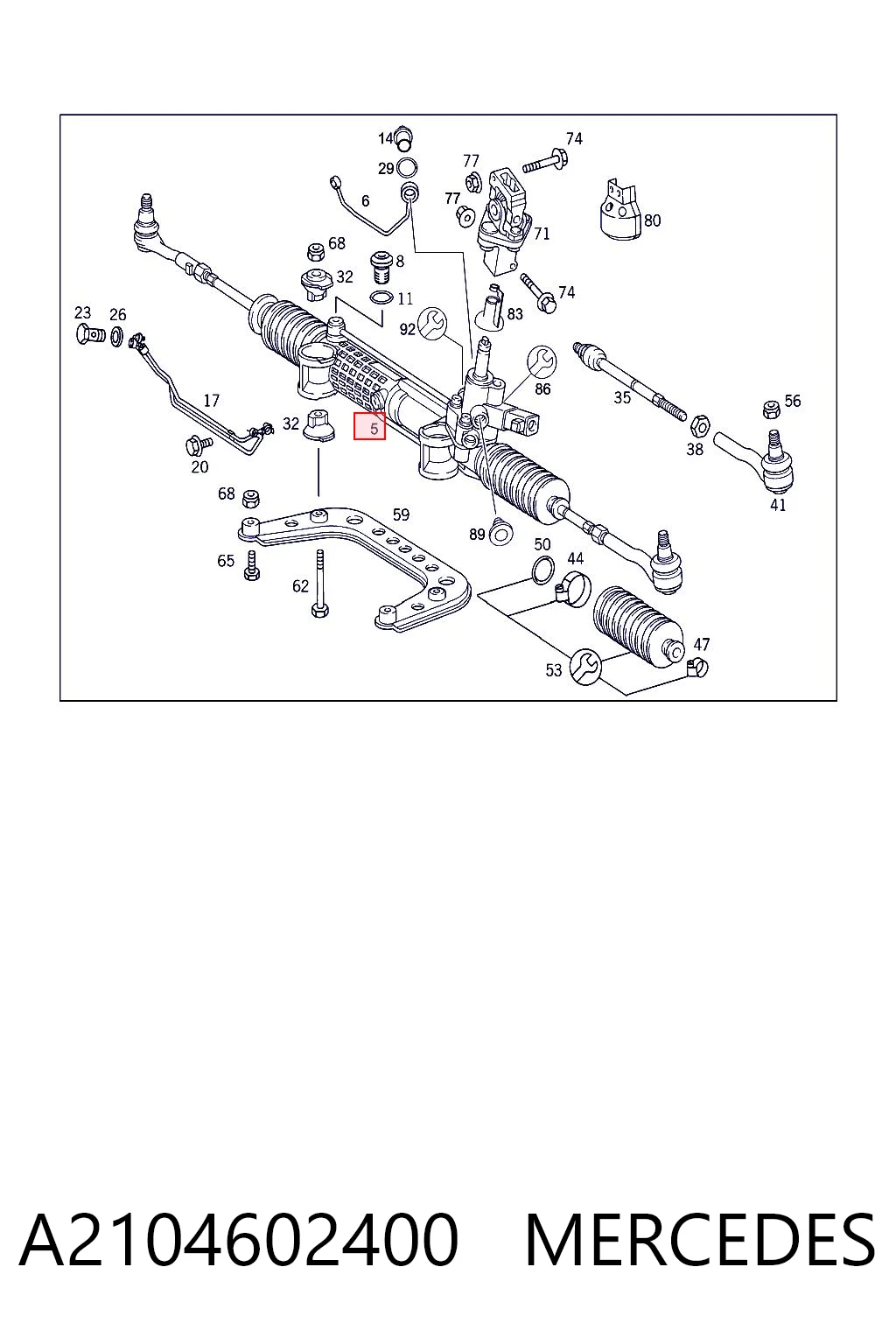 A2104602400 Mercedes Listwa kierownicza (maglownica)