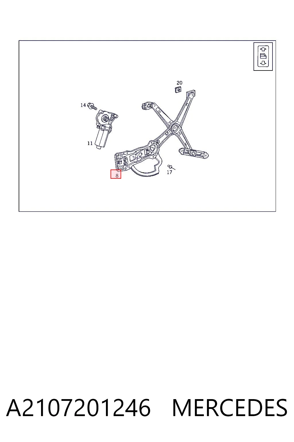Mechanizm podnoszenia szyby drzwi przednich prawych Mercedes E sedana (W210) (1995 - 2002) cena, od 53,06 USD
