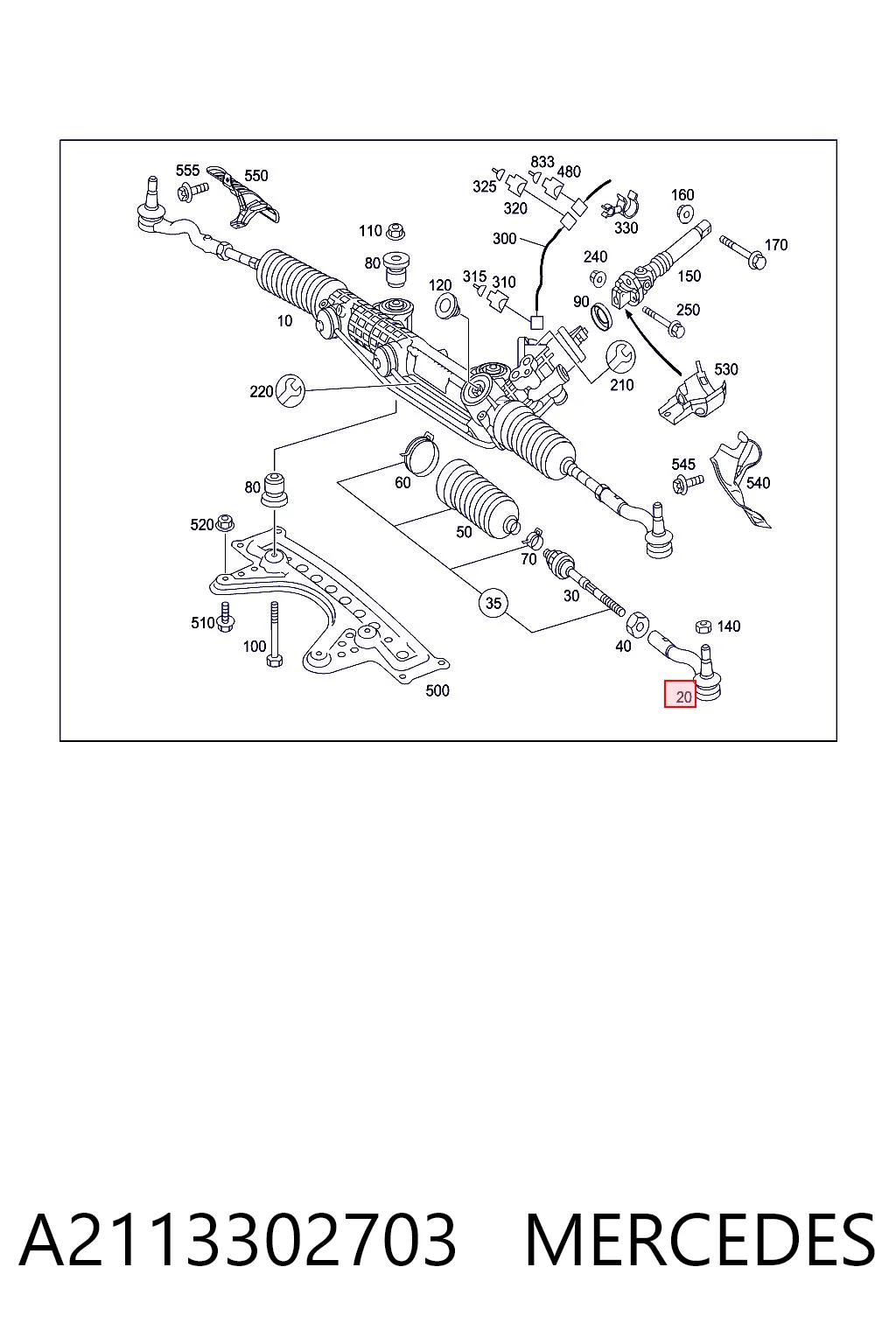 A2113302703 Mercedes Końcówka drążka kierowniczego zewnętrzna
